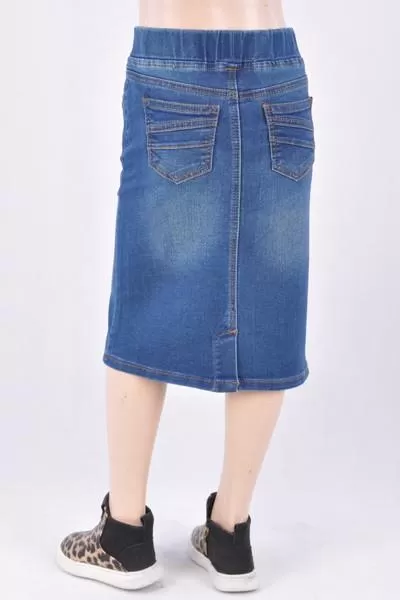 GIRLS Classic Waistband Denim Skirt (Indigo) - FINAL SALE