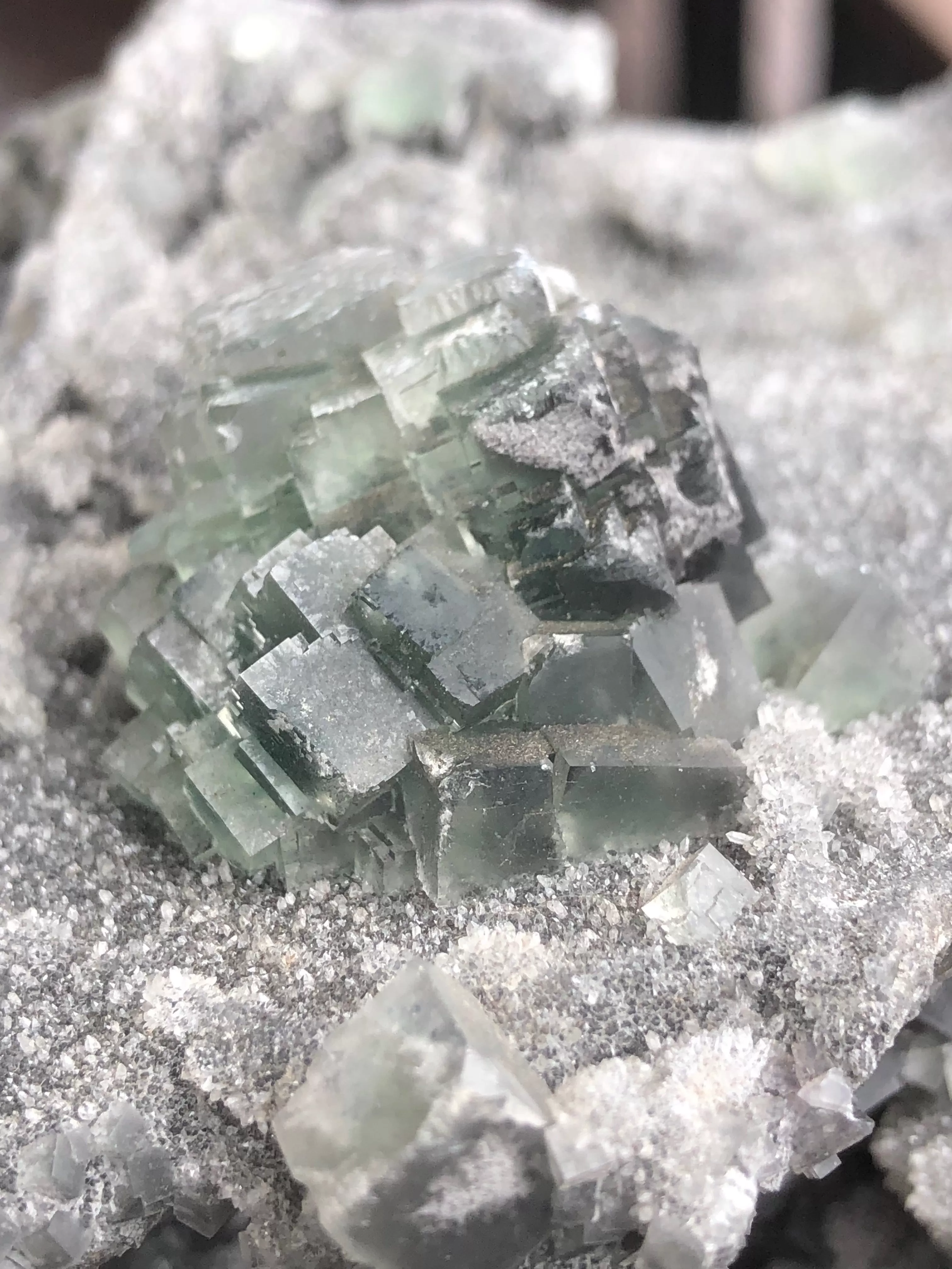 Green Cubic Fluorite on Grey Chalcedony Natural Piece [GF2]