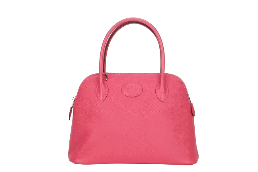 HERMES BOLIDE 27 (STAMP T) BUBBLEGUM PINK EPSOM LEATHER WITH STRAP, CARE CARD & DUST COVER