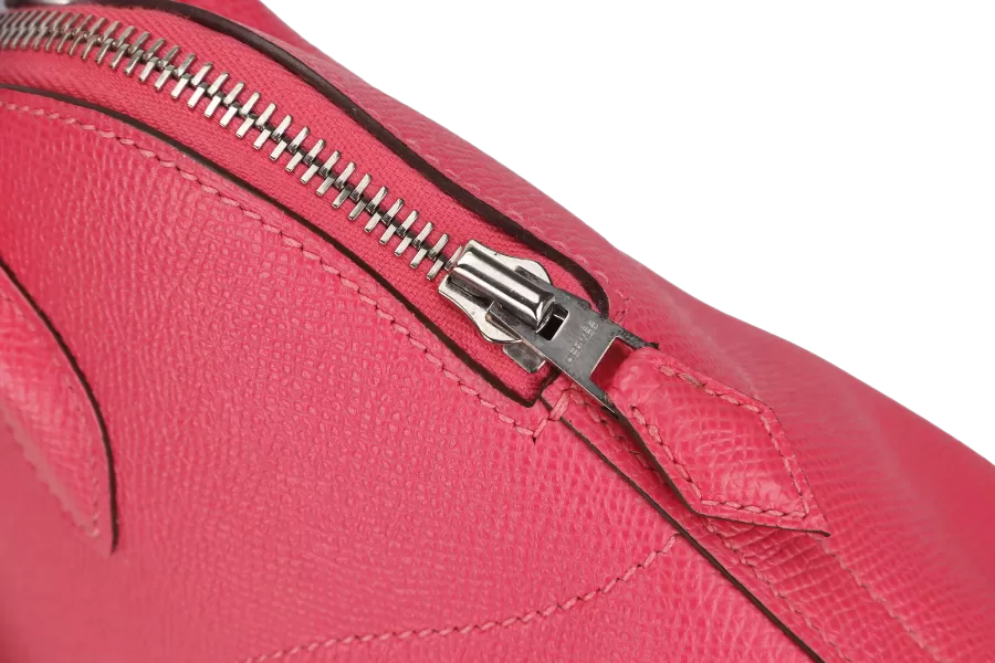 HERMES BOLIDE 27 (STAMP T) BUBBLEGUM PINK EPSOM LEATHER WITH STRAP, CARE CARD & DUST COVER