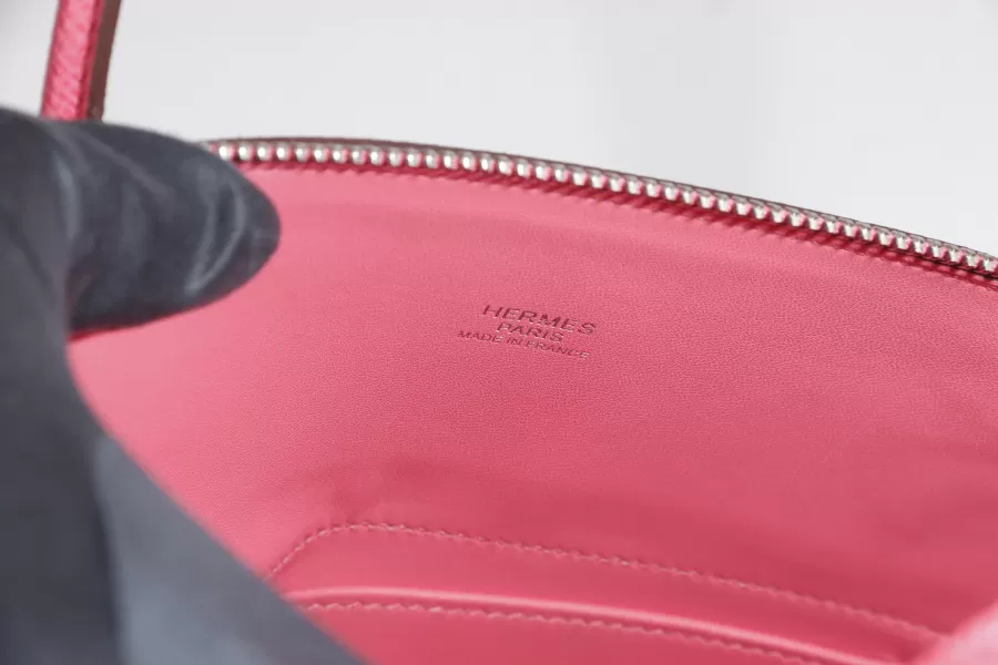 HERMES BOLIDE 27 (STAMP T) BUBBLEGUM PINK EPSOM LEATHER WITH STRAP, CARE CARD & DUST COVER