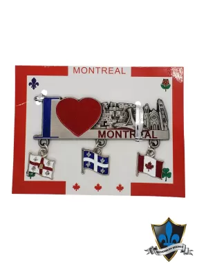 I love Montreal  Magnet with Montreal, Quebec, Canada flags