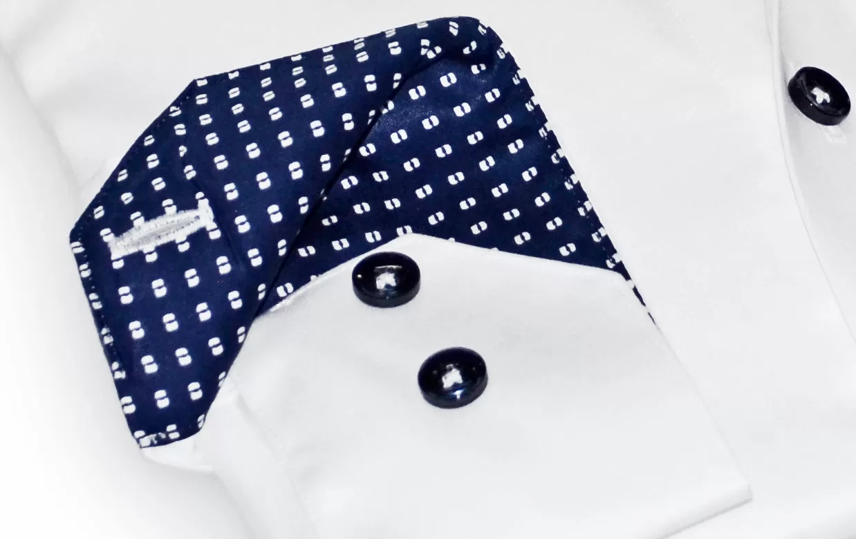 Jonas  Button-Up Shirt With Contrast Details // White  // Contemporary Fit (Regular)