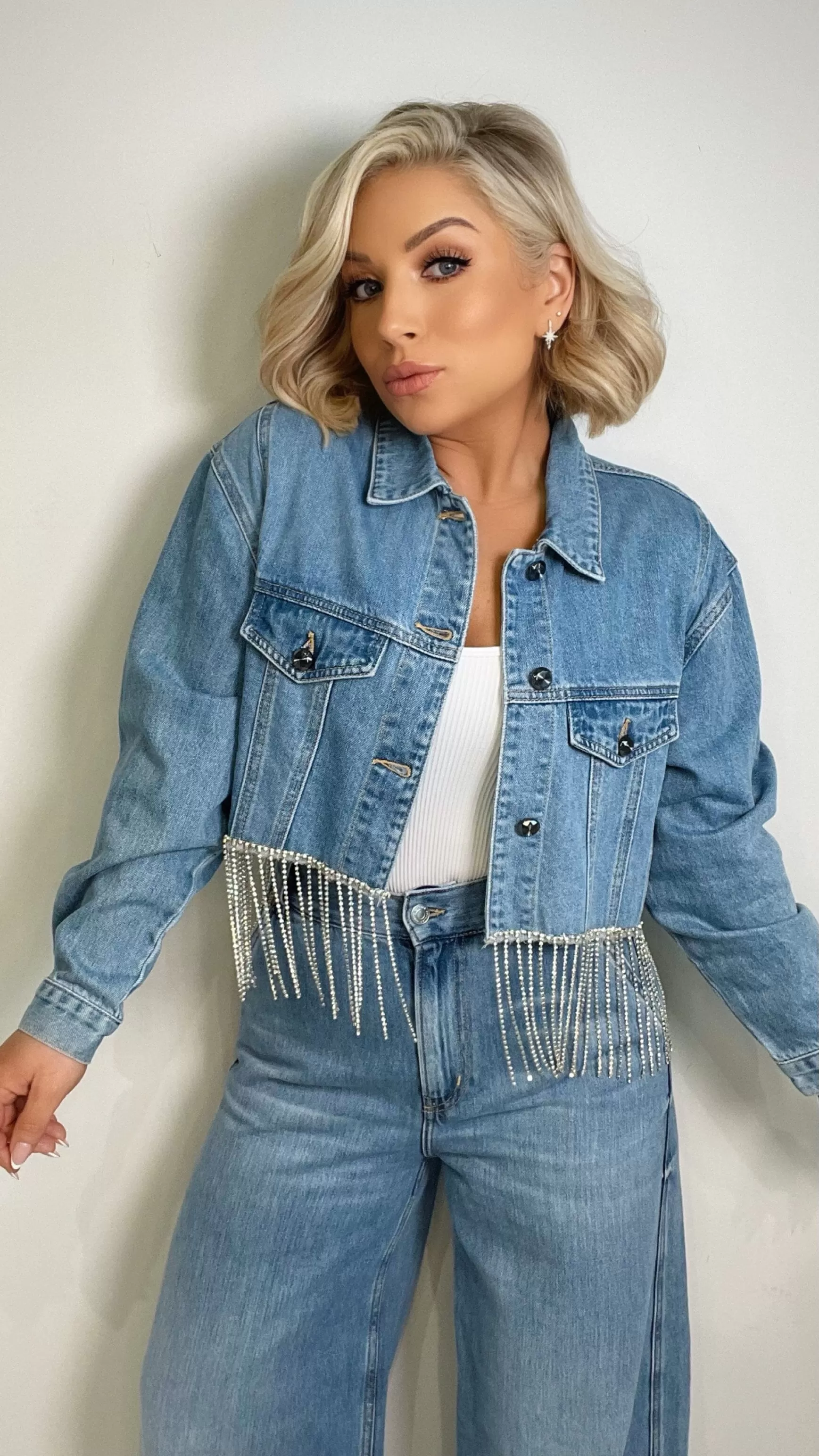 KARA CRYSTAL DENIM JACKET