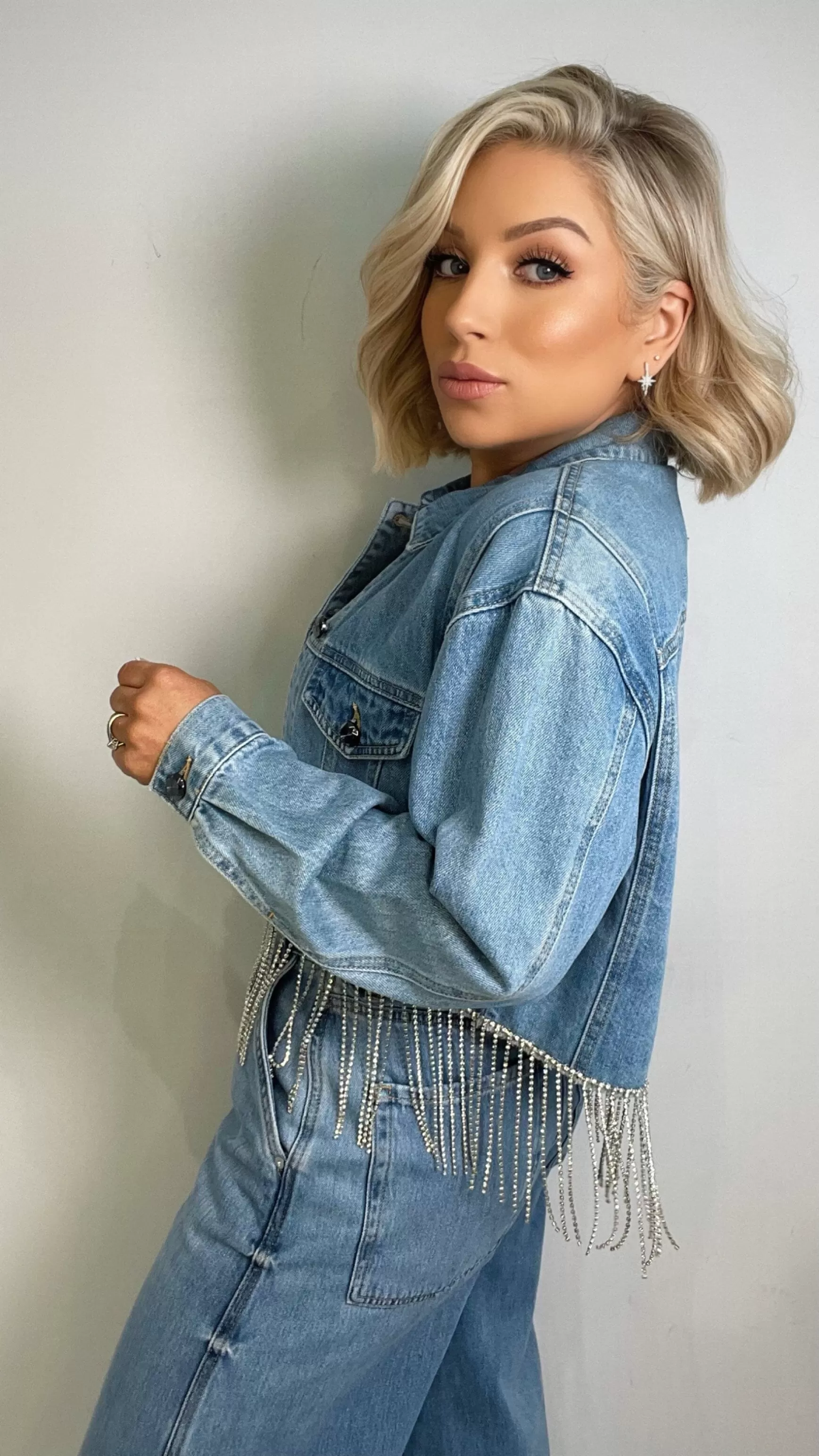 KARA CRYSTAL DENIM JACKET