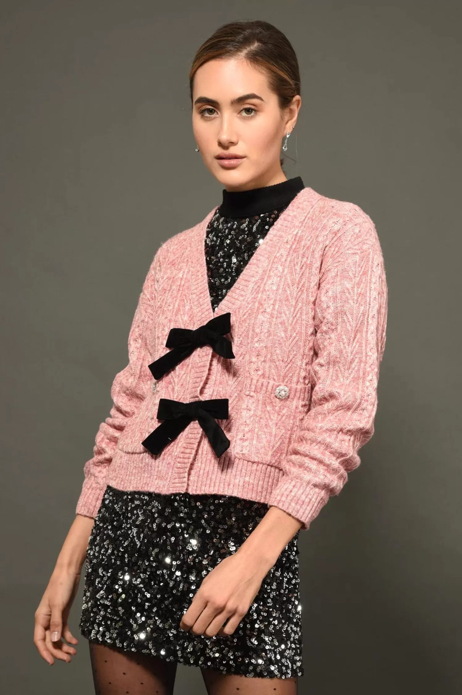 Kendall Bow Front Jeweled Cardigan