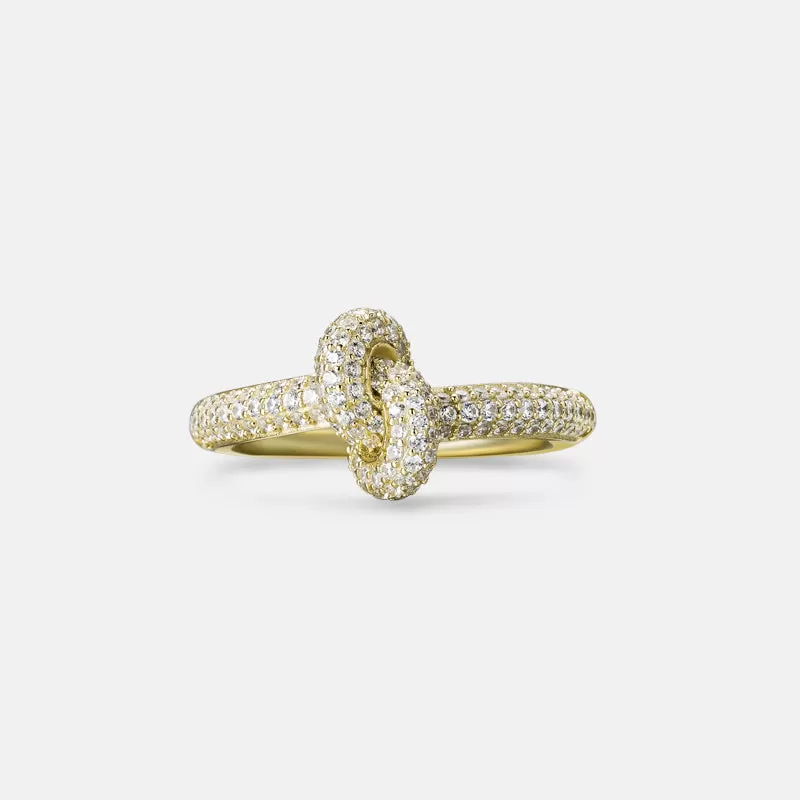 Knotted Moissanite Pavé Gold Vermeil Ring