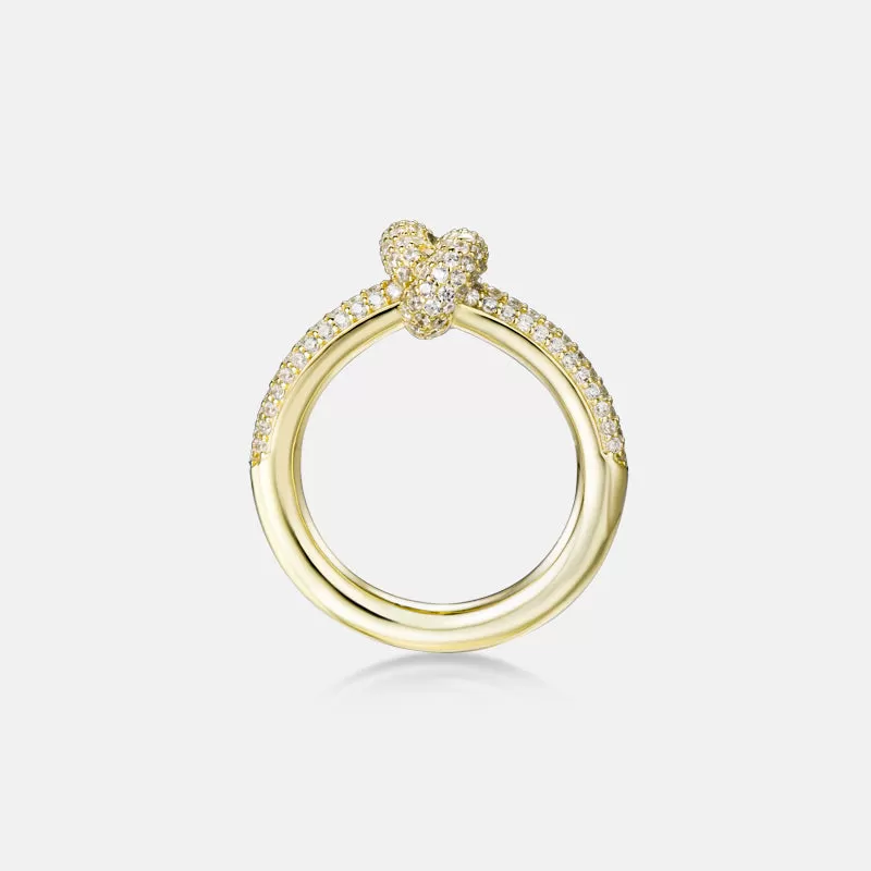 Knotted Moissanite Pavé Gold Vermeil Ring