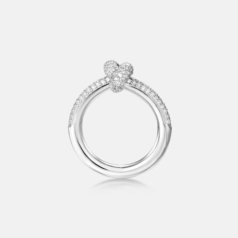 Knotted Moissanite Pavé Gold Vermeil Ring