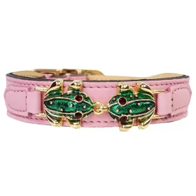 Leap Frog Dog Collar in Sweet Pink & Gold