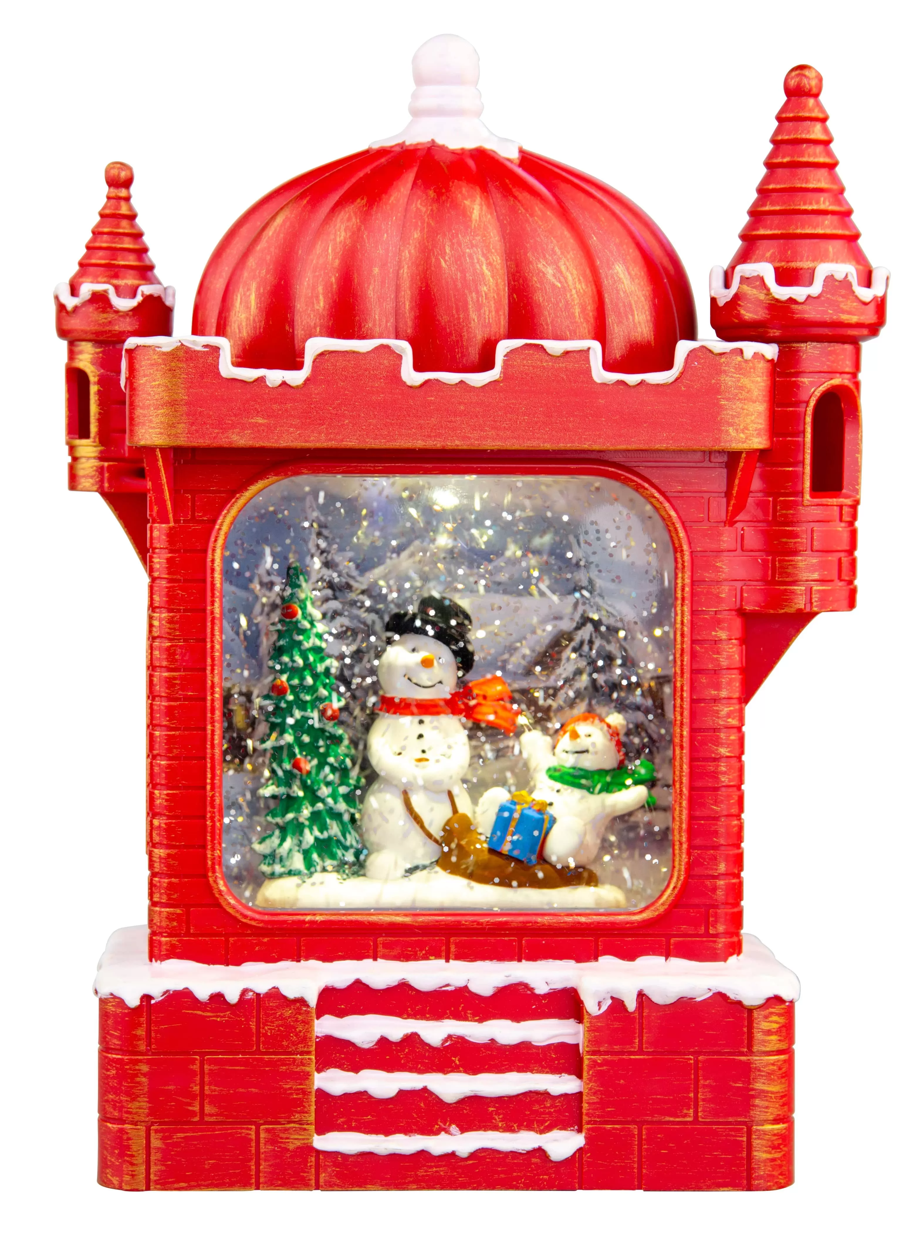 LED Glitter Swirl Musical Christmas Castle USB 2 Asst