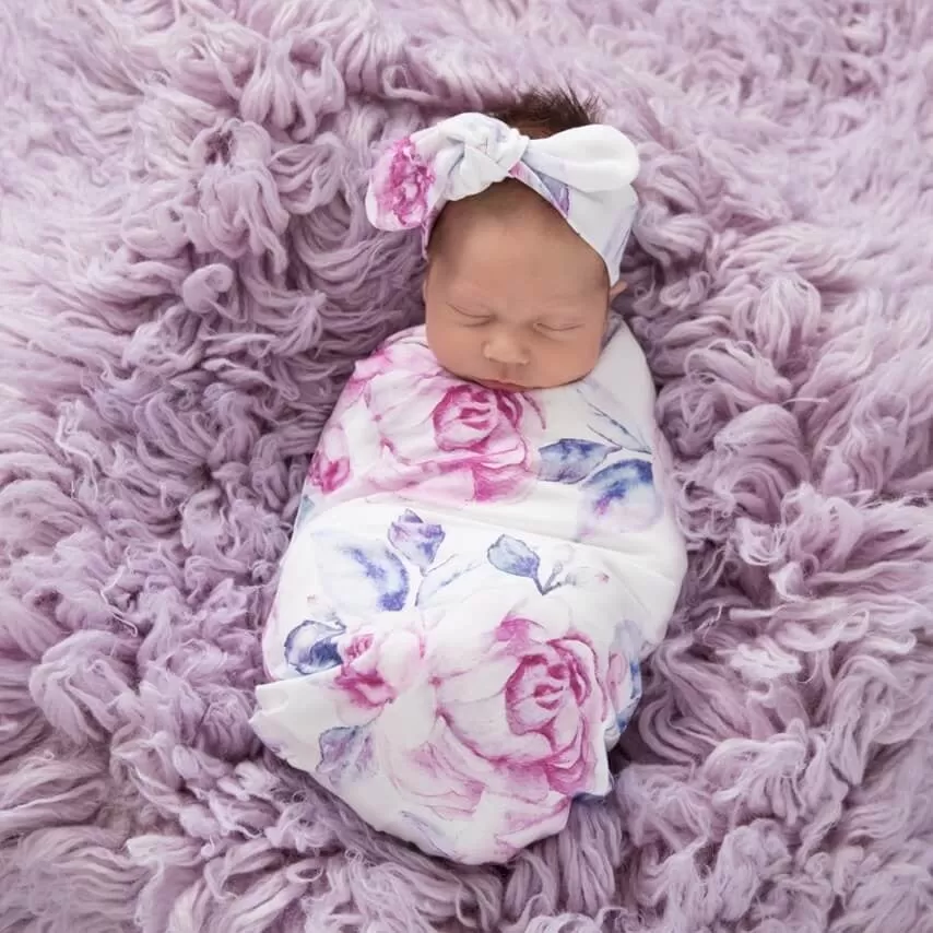 Lilac Skies Snuggle Swaddle & Topknot Set