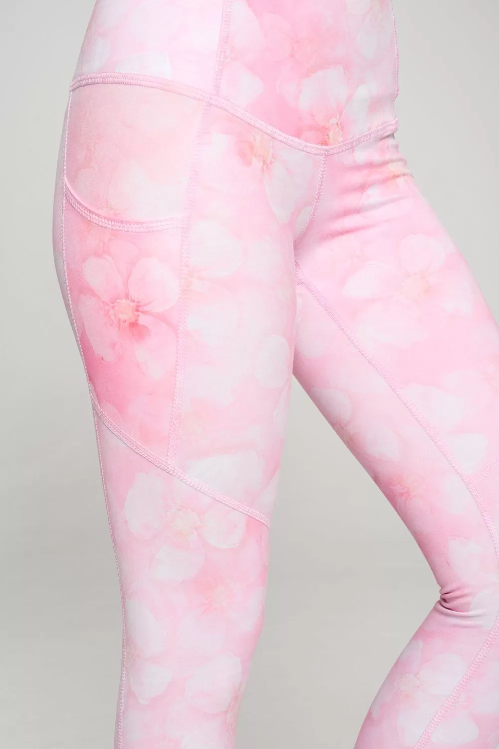 Liz - Pink Marble Floral w Pockets 7/8 Legging - FINAL SALE