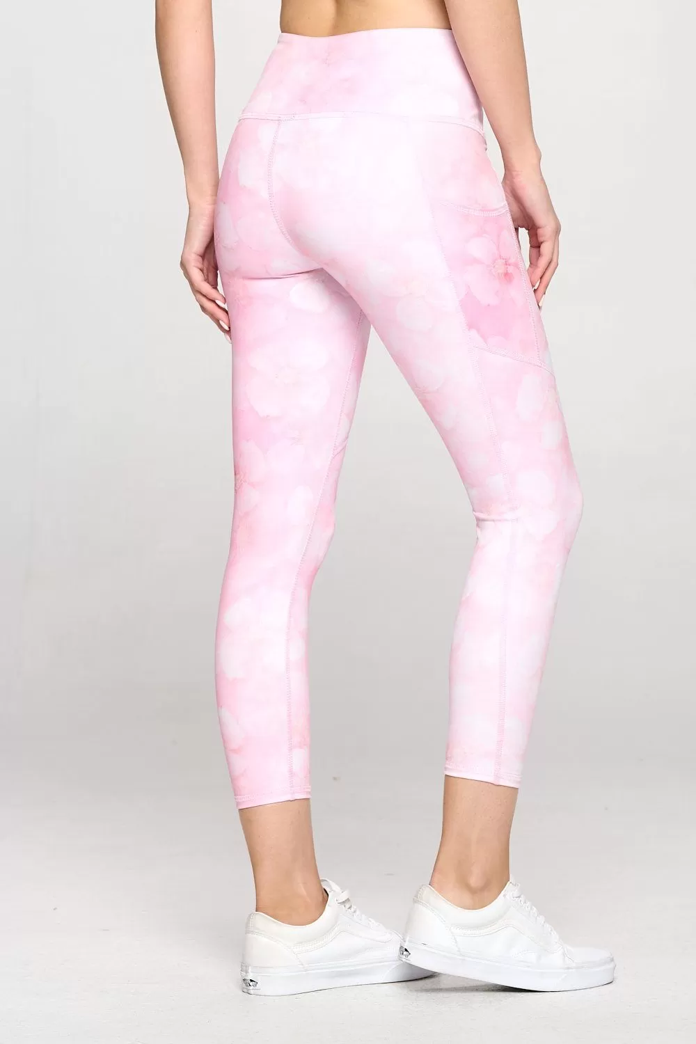 Liz - Pink Marble Floral w Pockets 7/8 Legging - FINAL SALE