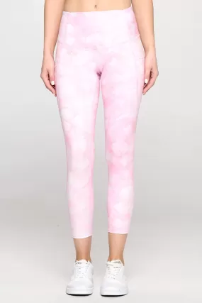 Liz - Pink Marble Floral w Pockets 7/8 Legging - FINAL SALE