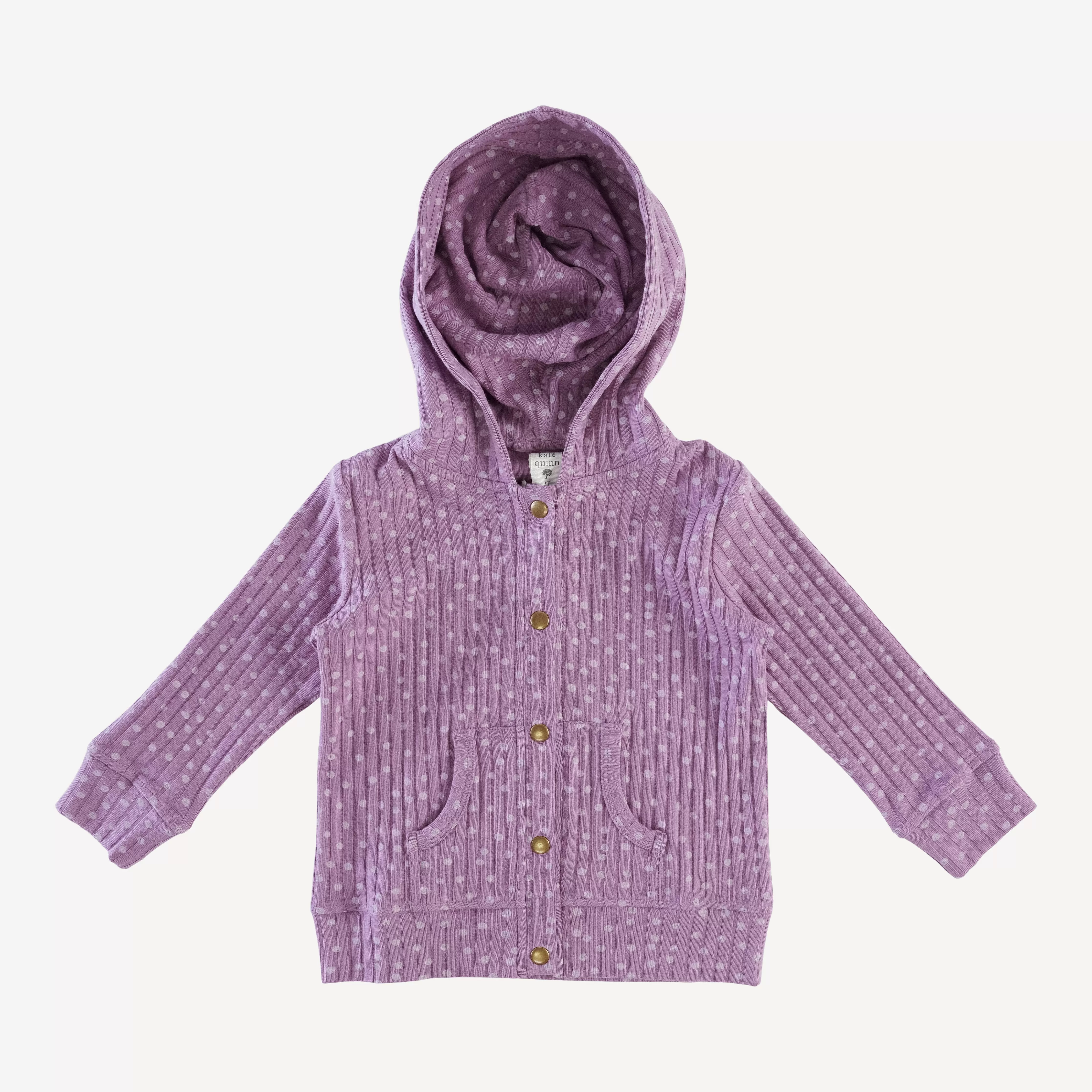 long sleeve kanga snap hoodie | very grape dot | classic rib