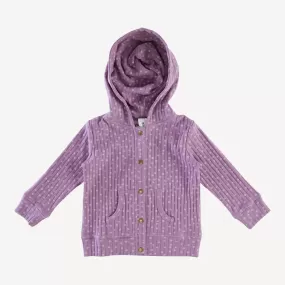 long sleeve kanga snap hoodie | very grape dot | classic rib