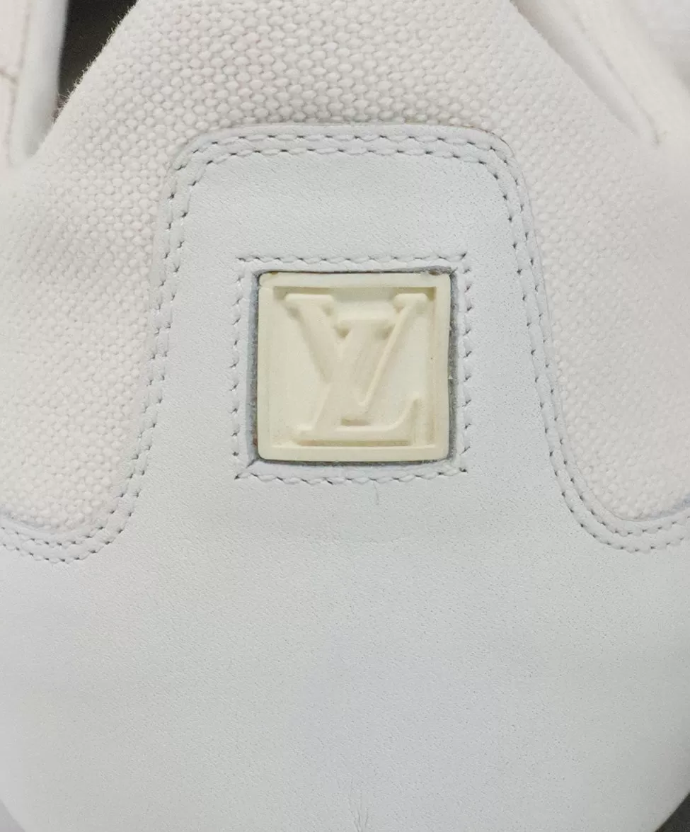 Louis Vuitton Ivory Leather & Canvas Sneakers sz 7.5