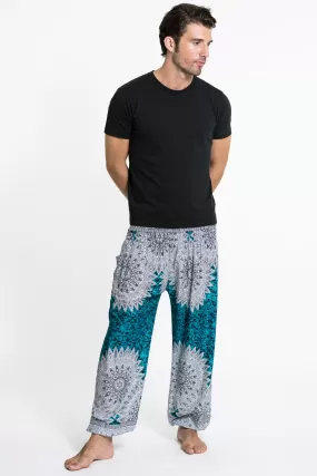 Marble Mandalas Men's Harem Pants in Turquoise