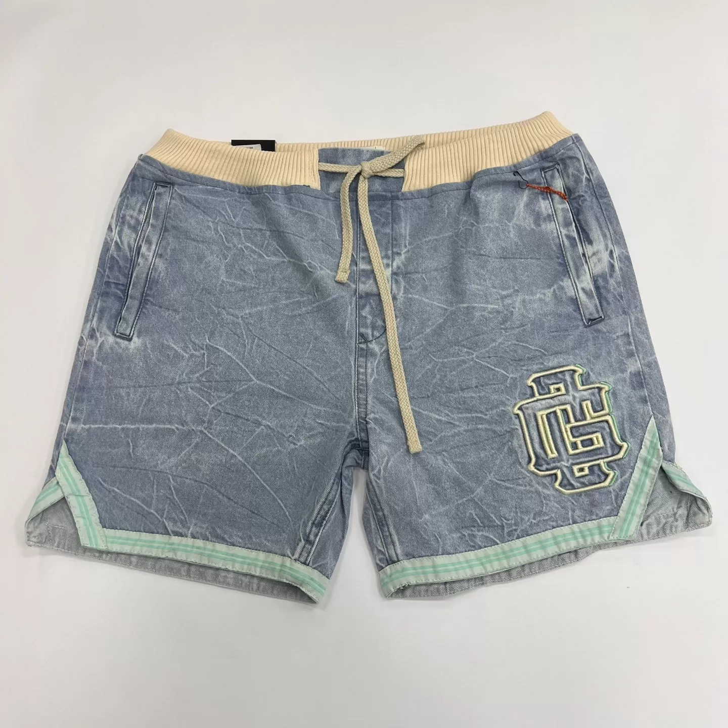 Men's Acid Washed Shorts - Light Blue