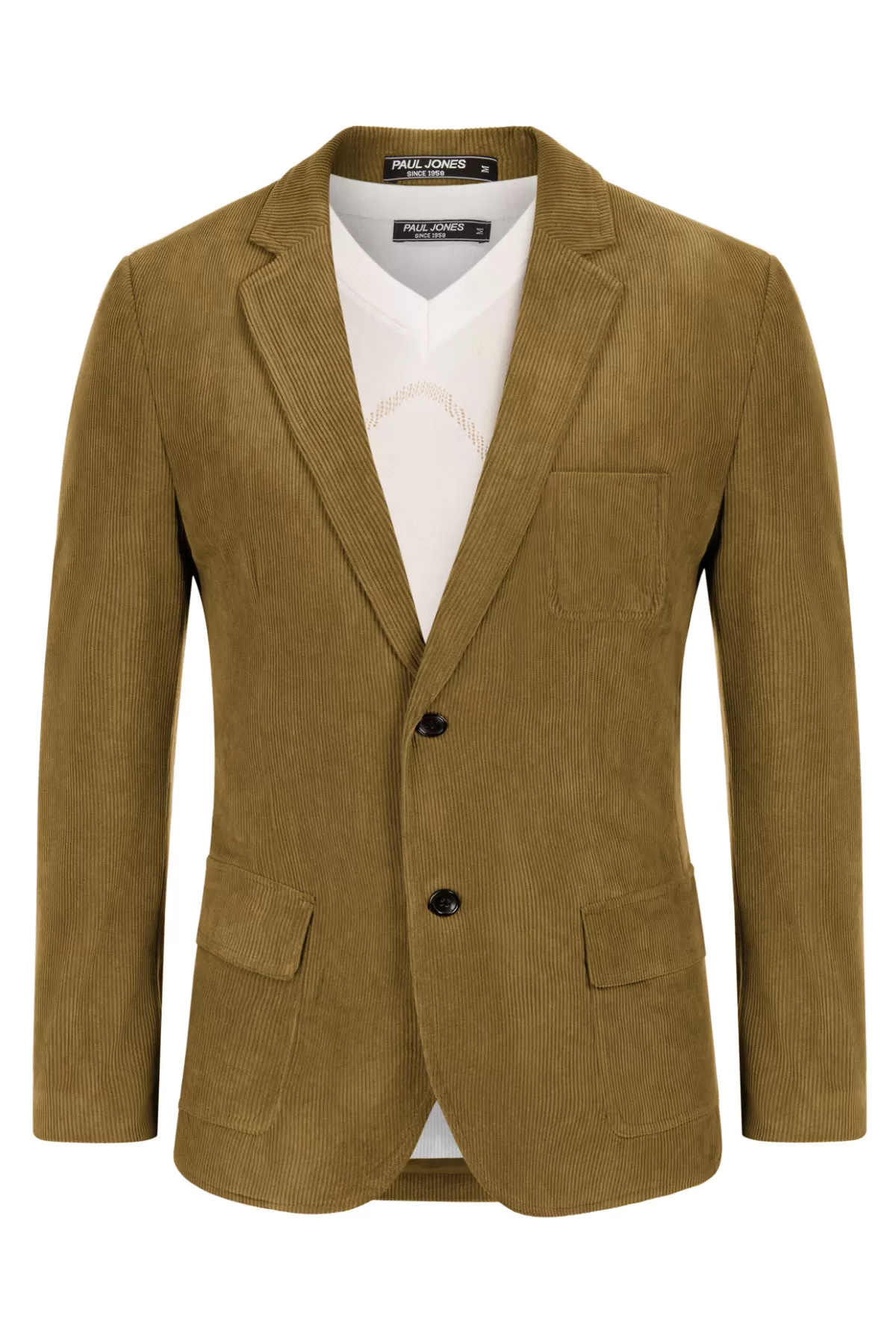 Men's Casual Corduroy Blazer Jacket Slim Fit Two Buttons Sport Coat