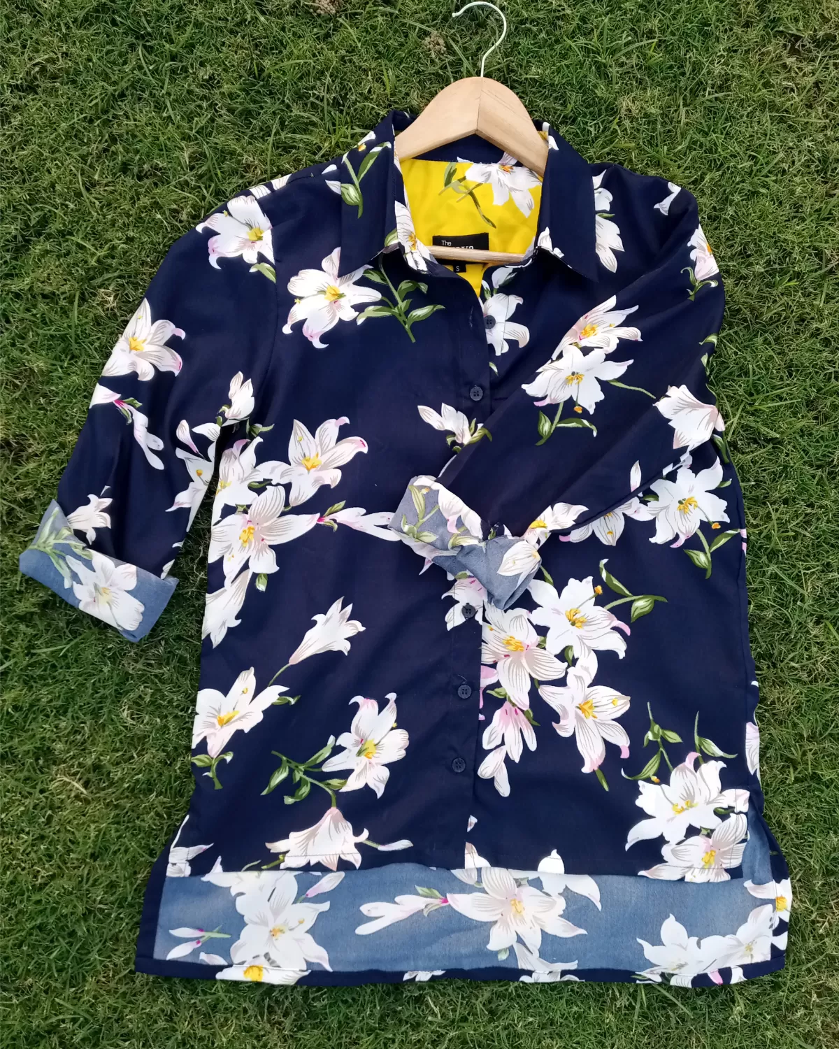 Midnight Lilies Printed Hi-Low Shirt