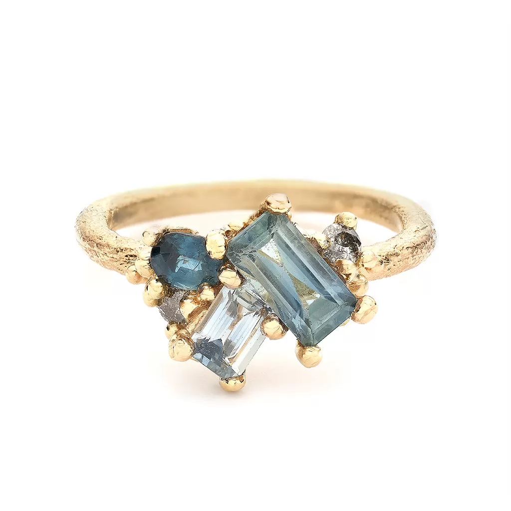 Mixed Sapphire Asymmetric Cluster Ring