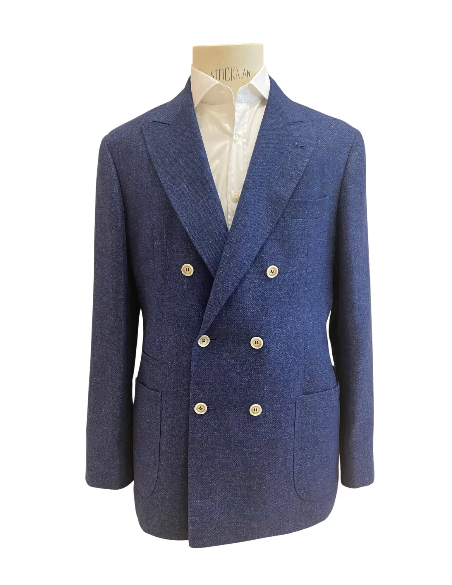 Navy Linen Double Breasted Blazer