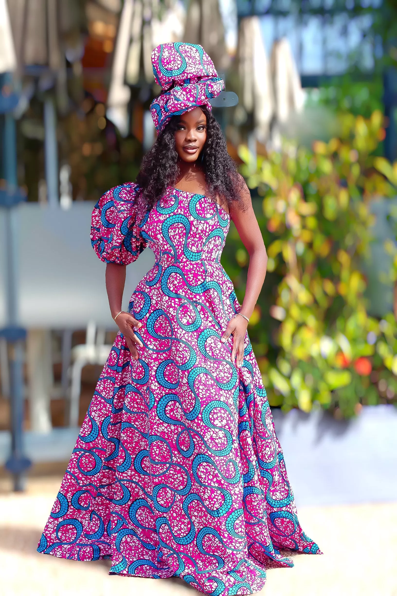 New in - Mono Strap African Print Maxi Dress - Audrey