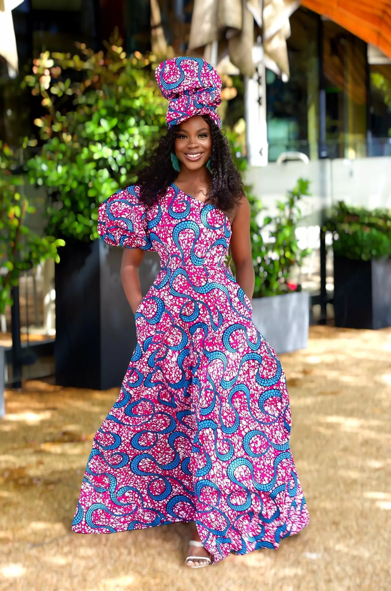 New in - Mono Strap African Print Maxi Dress - Audrey