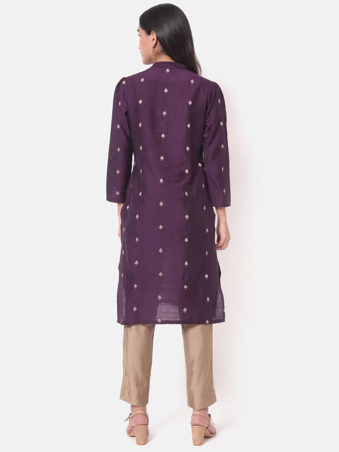 Nohreen Purple Woven Straight Kurta