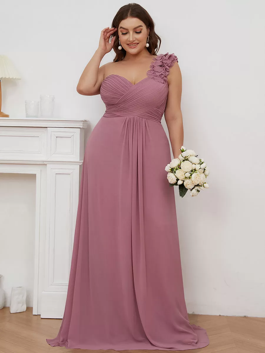 One Shoulder Plus Size Wholesale Chiffon Bridesmaid Dresses