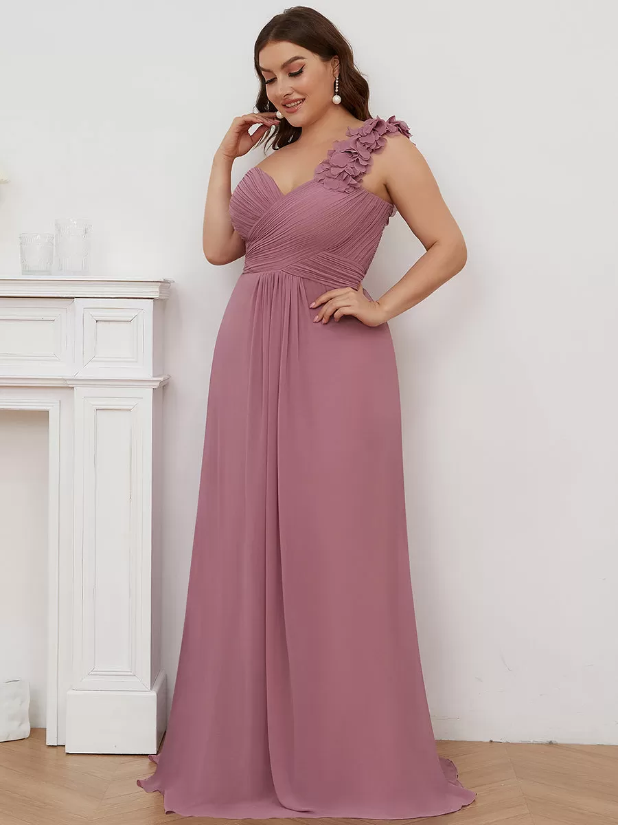 One Shoulder Plus Size Wholesale Chiffon Bridesmaid Dresses