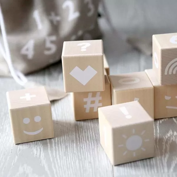 Ooh Noo Wooden Number Blocks - White