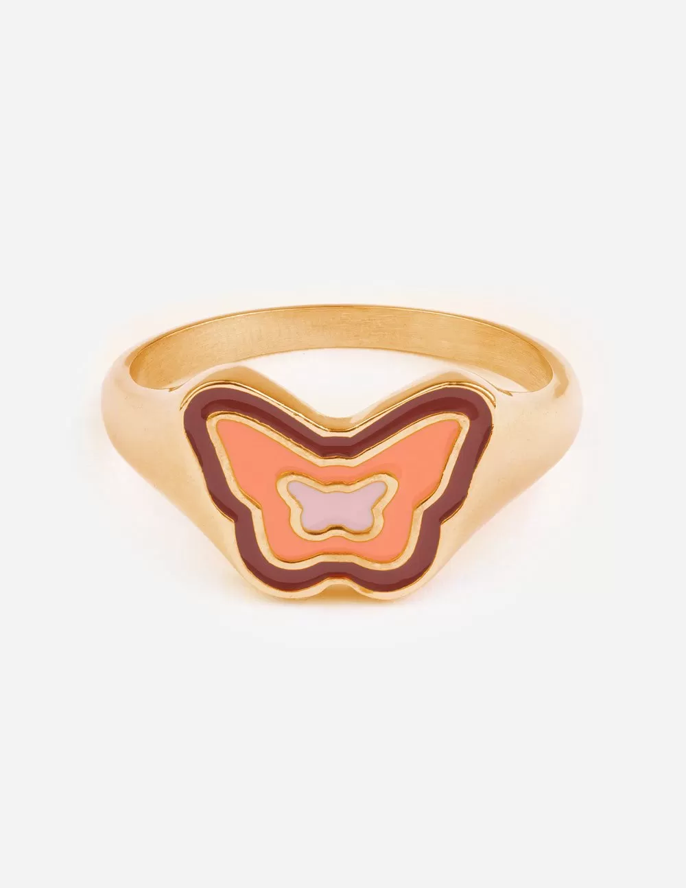 Pink Enamel Butterfly Ring