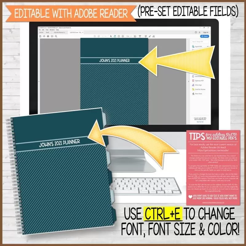 PINSTRIPE Cover Pack {Alternate Covers & Tabs for Planners/Journals} PRINTABLE