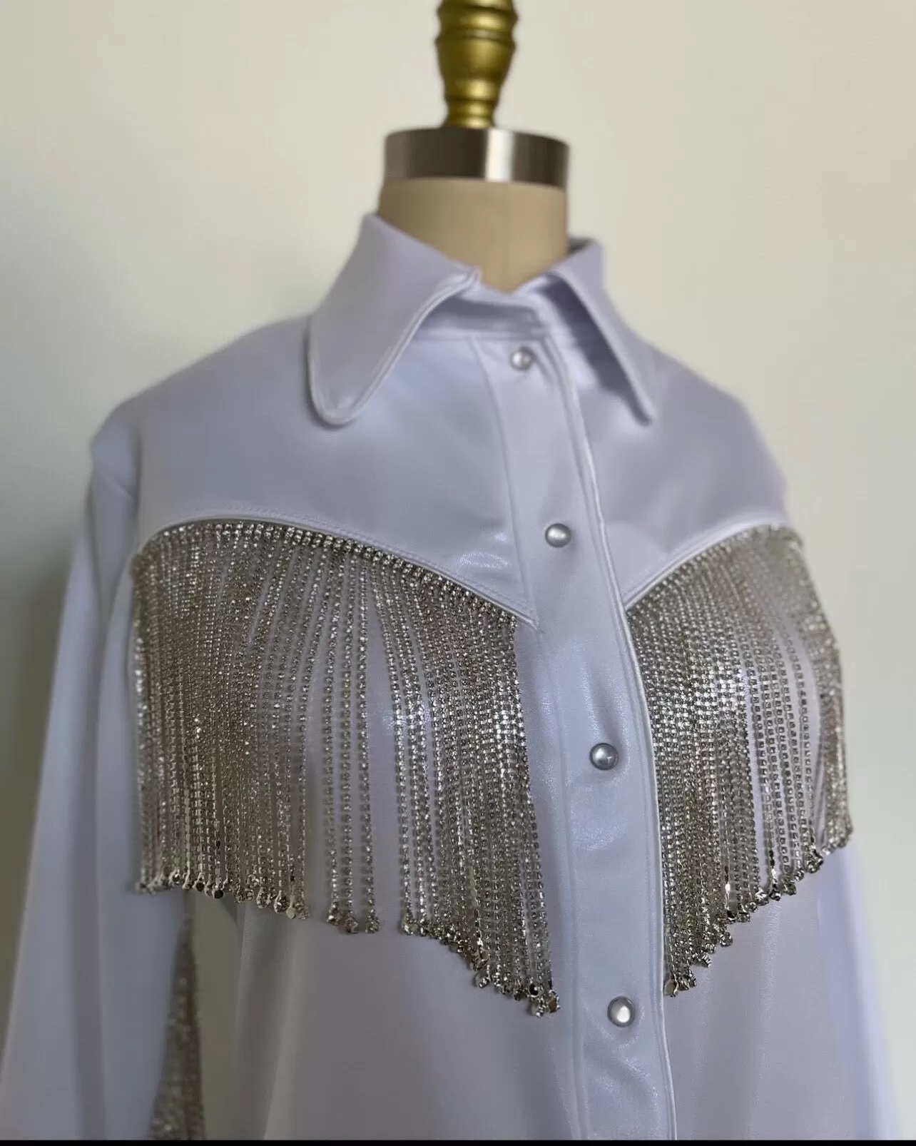 Rhinestone Fringe Pearl Snap Western Shirt