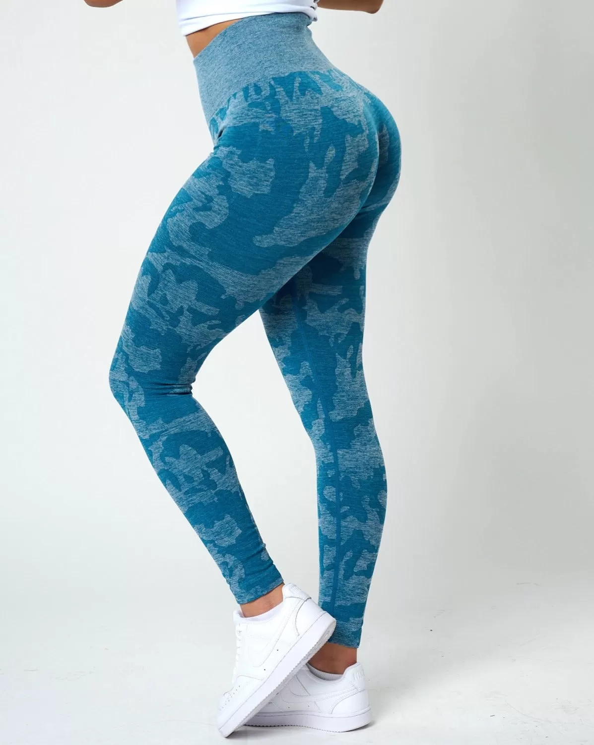 Rita Camo Seamless Leggings - Slate Blue