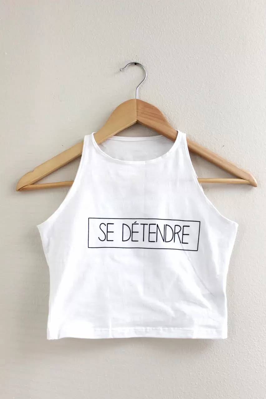 Se Détendre White Halter Crop Tank