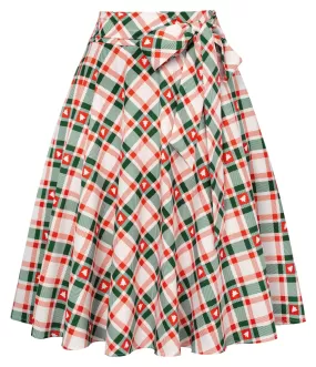 Seckill Offer⌛High Waist Plaid Style Bow Pattern A-Line Skirt