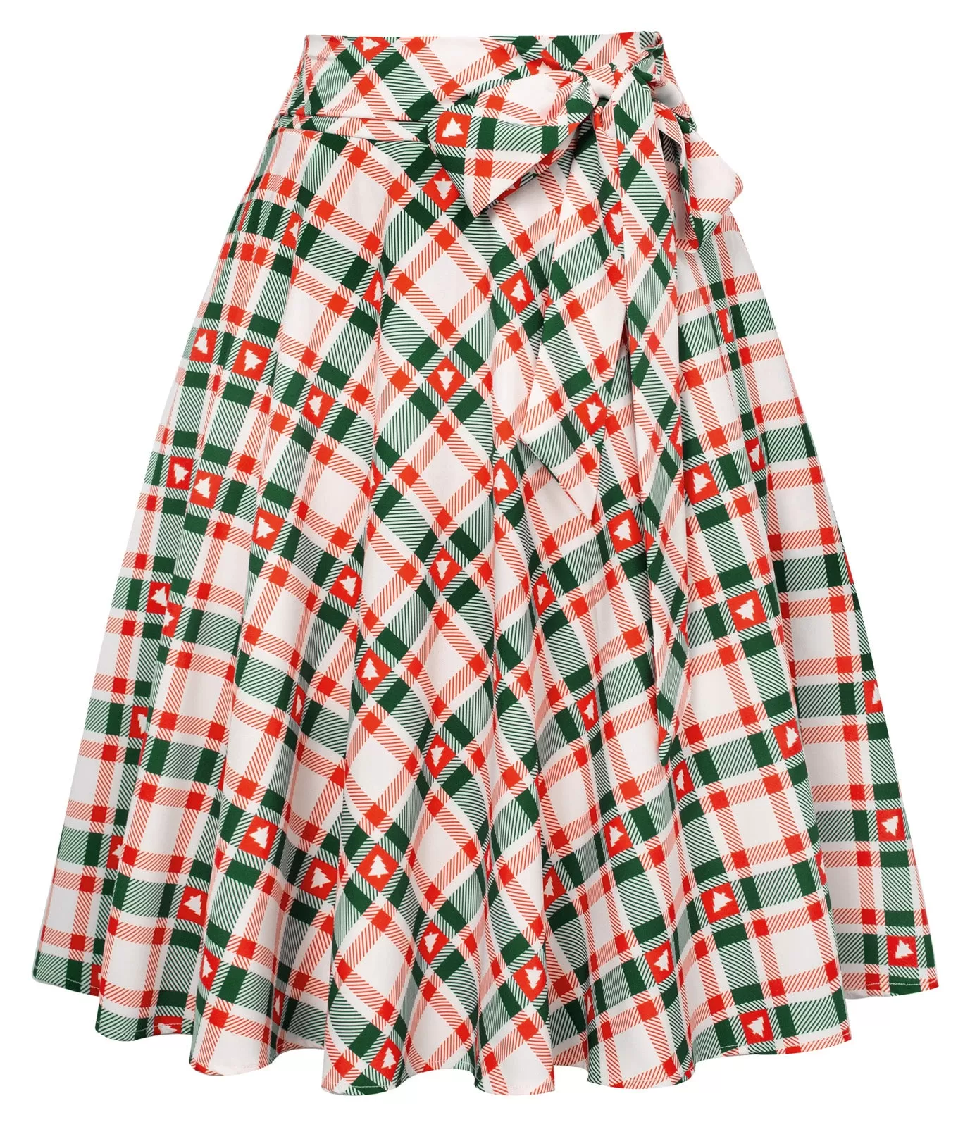 Seckill Offer⌛High Waist Plaid Style Bow Pattern A-Line Skirt