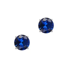 Stud Earrings White Colored Zircons / Blue