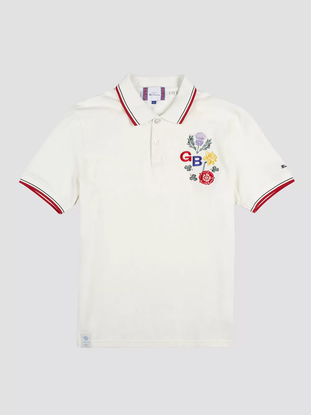 Team GB Floral Embroidered Pique Polo - Ivory