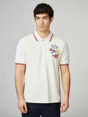 Team GB Floral Embroidered Pique Polo - Ivory