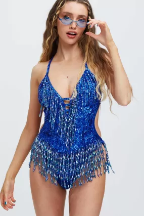 The Midnight Bodysuit with Double Layer Tassels