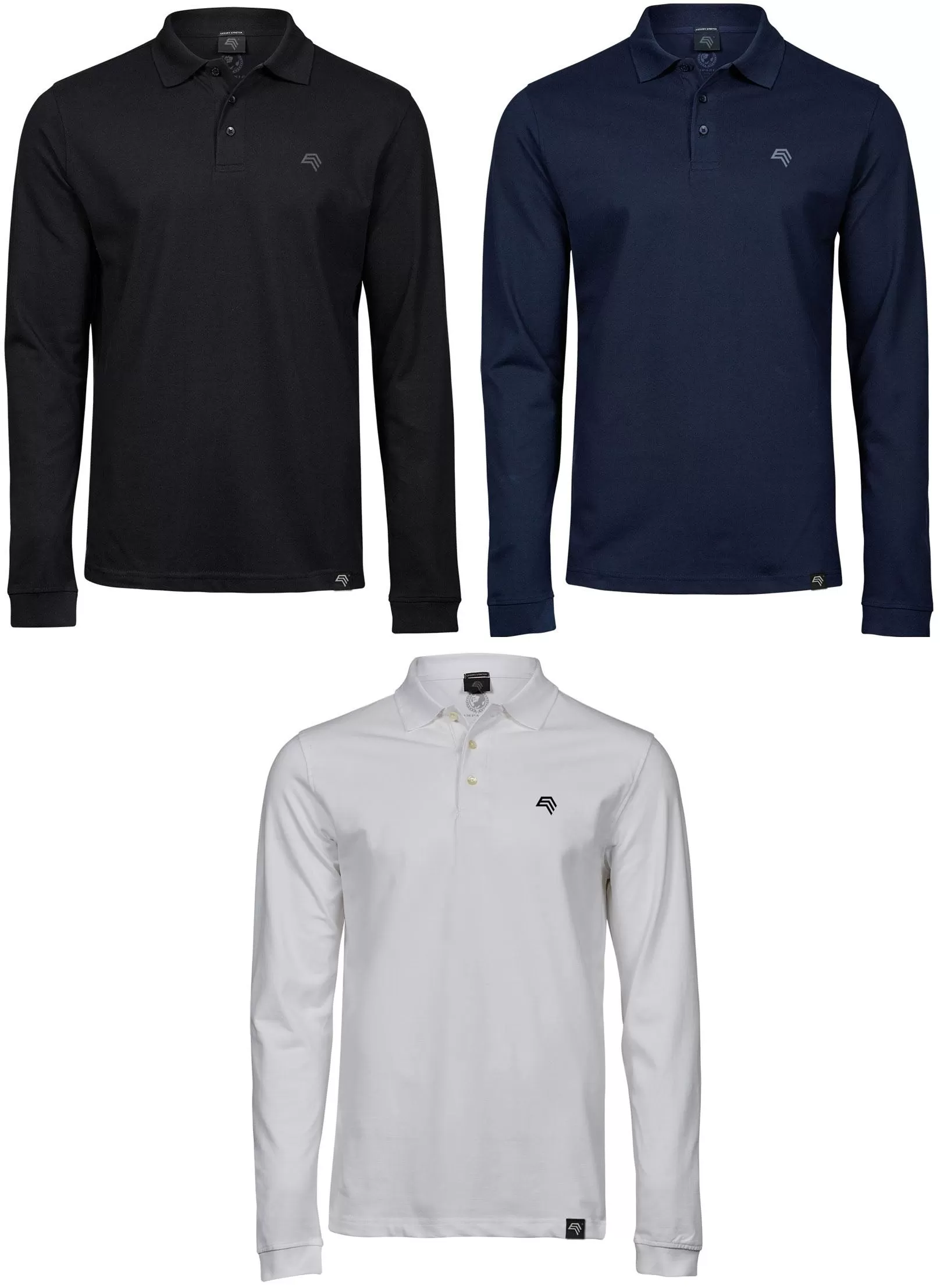 TJS 1406 ― Luxury Longsleeve Stretch Polo Shirt - Weiß