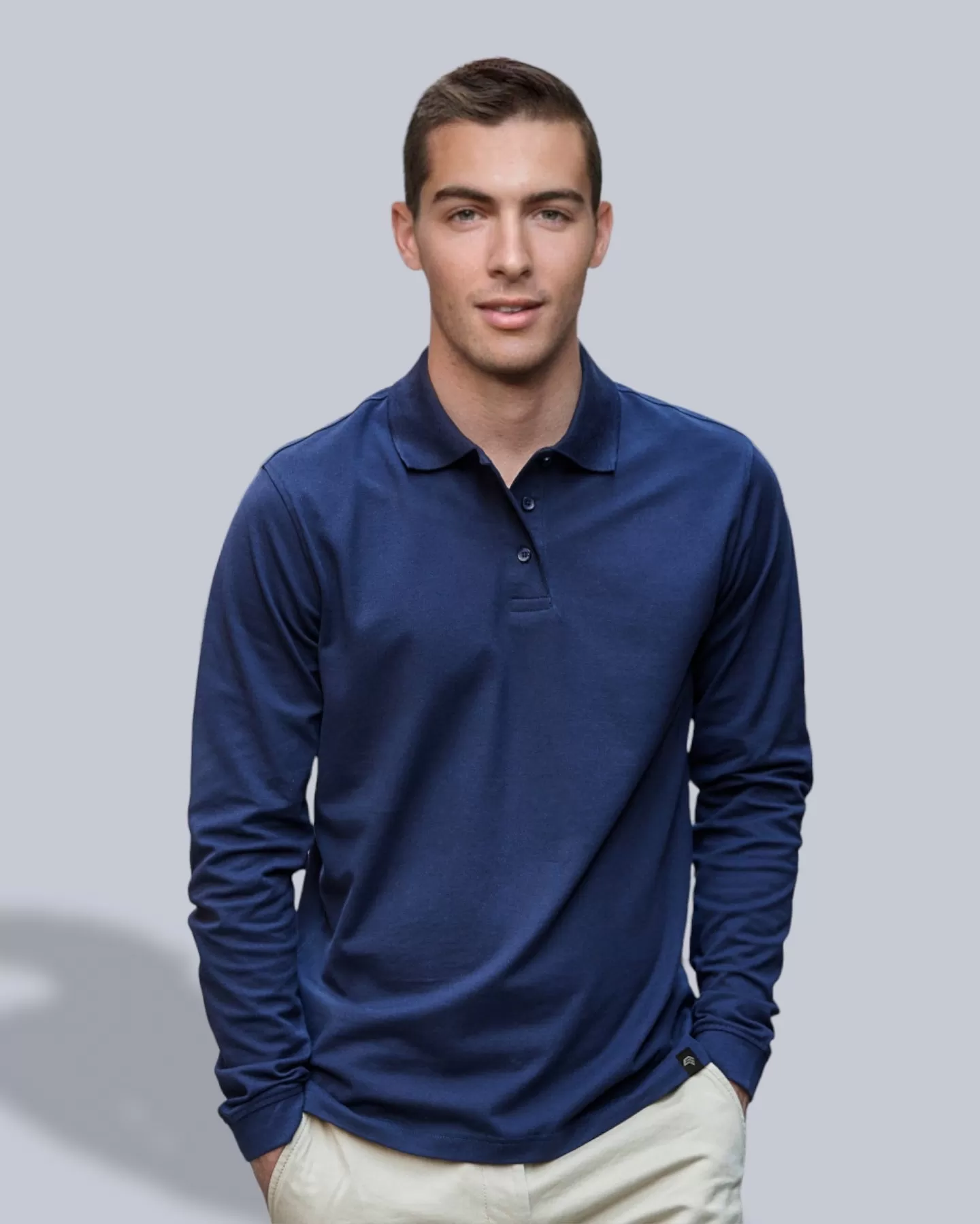 TJS 1406 ― Luxury Longsleeve Stretch Polo Shirt - Weiß