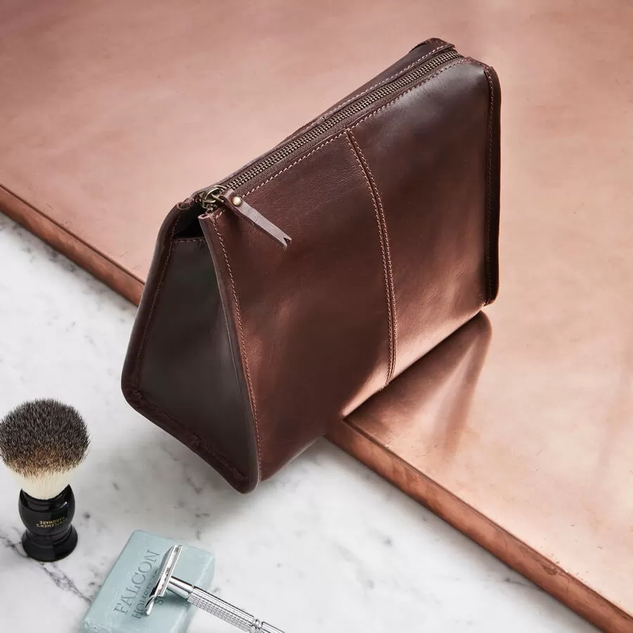 Triangular Leather Wash Bag