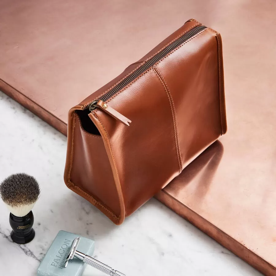 Triangular Leather Wash Bag