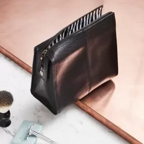 Triangular Leather Wash Bag